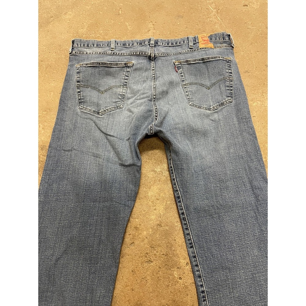 Levis 501 Jeans Mens 42x30 Medium Wash Blue Straight Leg Button Fly Distressed - Picture 14 of 16